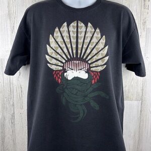 Crooks & Castles Black Short-Sleeve Shirt with Beige, Red & Dark Green Graphic